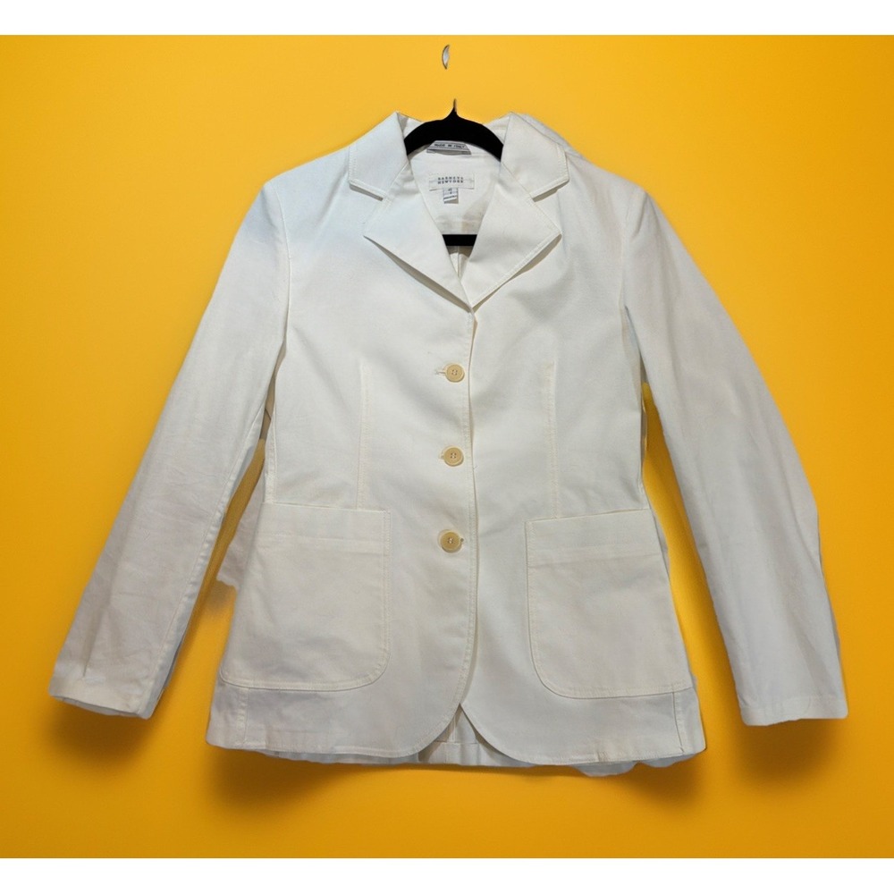 Barneys New York White Cotton Jacket Coat Made in Italy Sz 6 IT 40 Designer